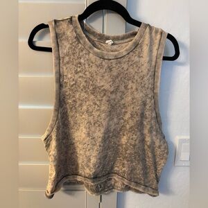 Stylish Distressed Cream/Gray Sleeveless FREE PEOPLE Women's Top